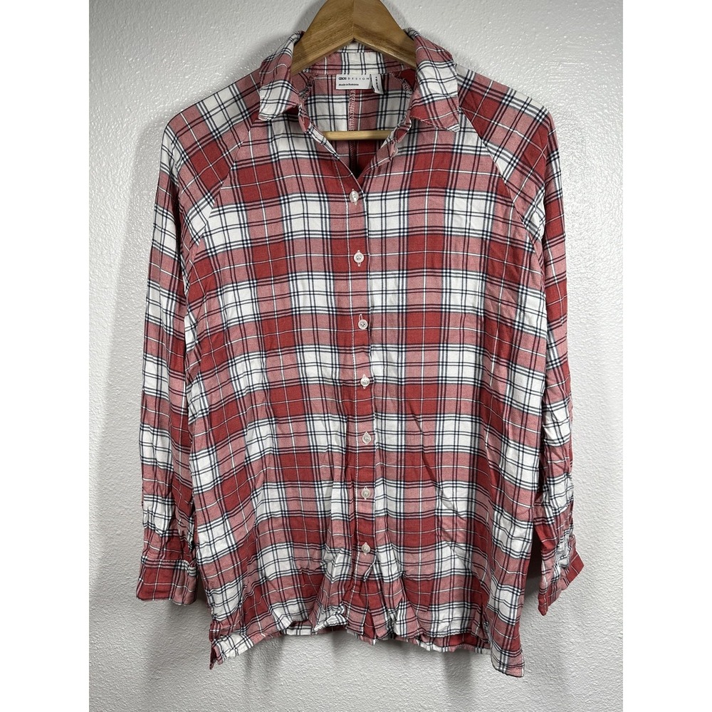 ASOS Design Shirt Womens Small Plaid Button Down Long Sleeve Casual Top Blouse